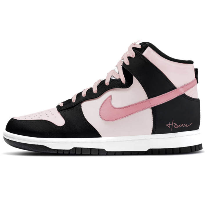 Nike Nike Dunk Blackberry Bobo Abrasion Resistant Abrasion Resistant High top Skateboard Shoes Unisex Black Pink