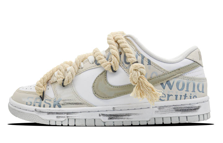 Nike Nike Dunk Leather Non slip Lightweight Low top Skateboard Shoes Men's Gray White