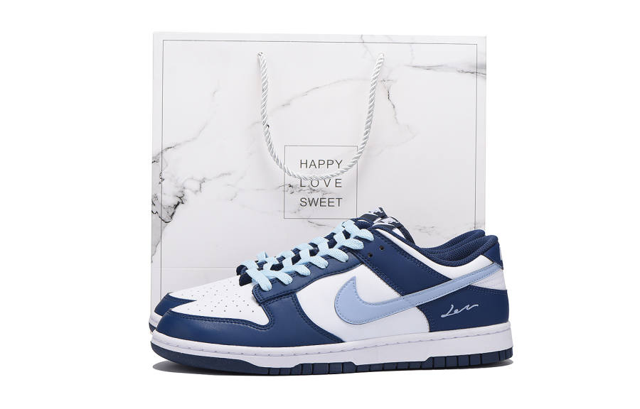Nike Nike Dunk Slip Resistant Abrasion Resistant Low top Skateboard Shoes Unisex White Blue