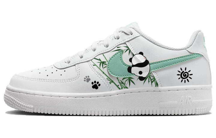 Nike Nike Air Force 1 Low Panda Paw, Bamboo Grove Panda Slip Resistant Abrasion Resistant Low top Skateboard Shoes GS