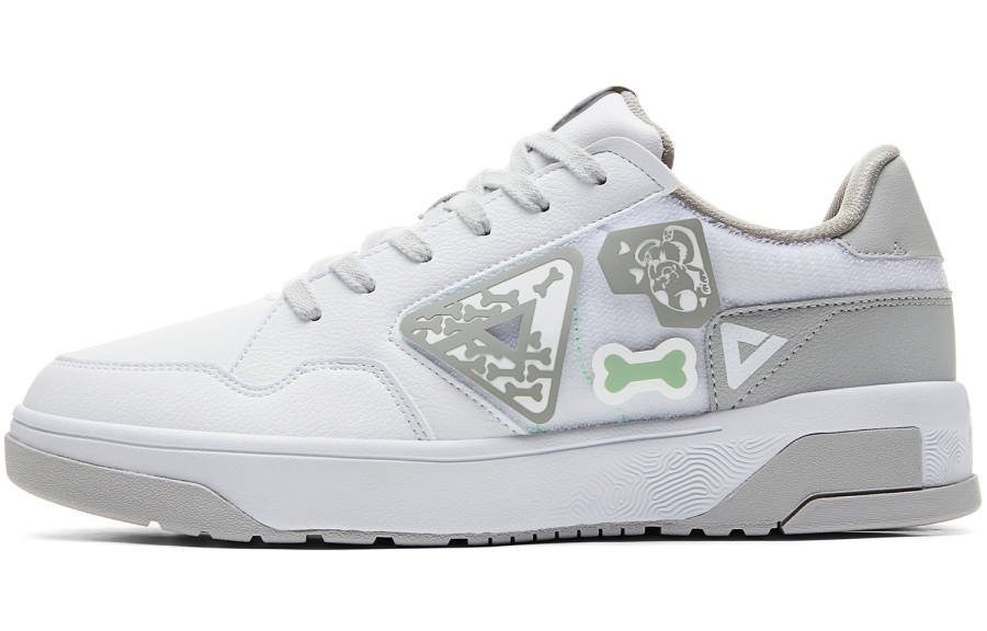 PEAK Chinese Original Collection Level, Cat And Dog Journal Low top Skateboard Shoes Men's Gray White