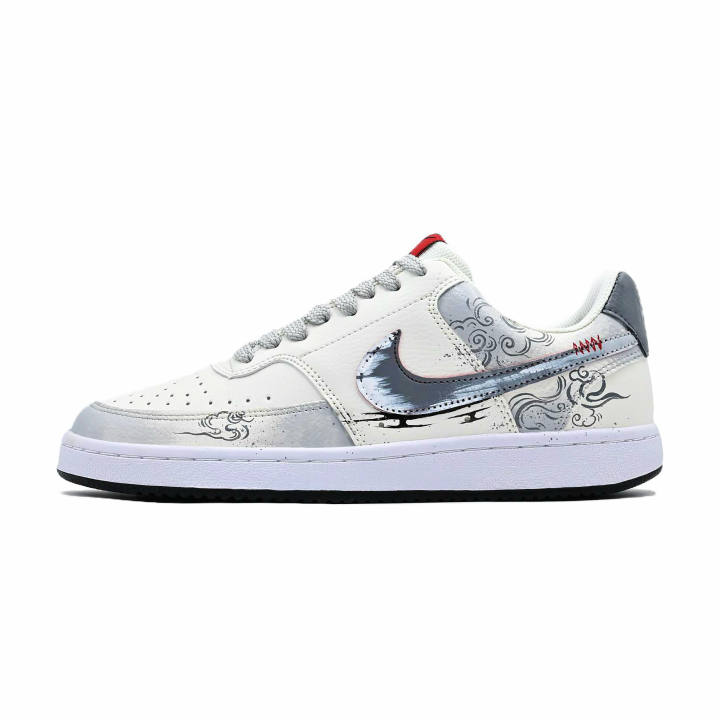 Nike Nike Court Vision Cloud Comfort Synthetic Leather Abrasion Resistant Slip Resistant Low top Skateboard Shoes Men's Gray