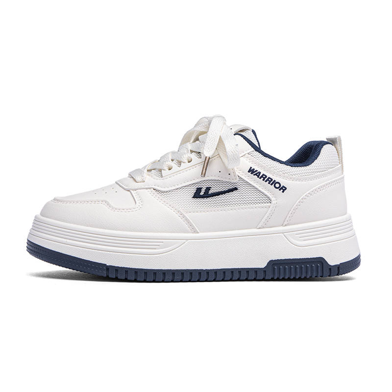 Warrior Abrasion Resistant Breathable Low top Skateboard Shoes Unisex Beige Dark Blue