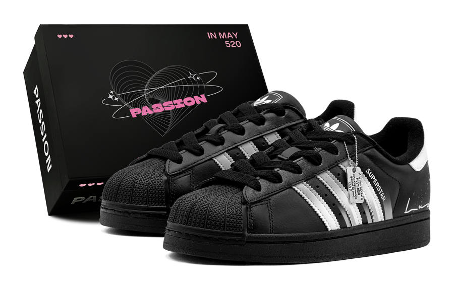 Adidas Originals Superstar 2 Stardust Echoes, Special Shoe Box Low top Skateboard Shoes Unisex Black White