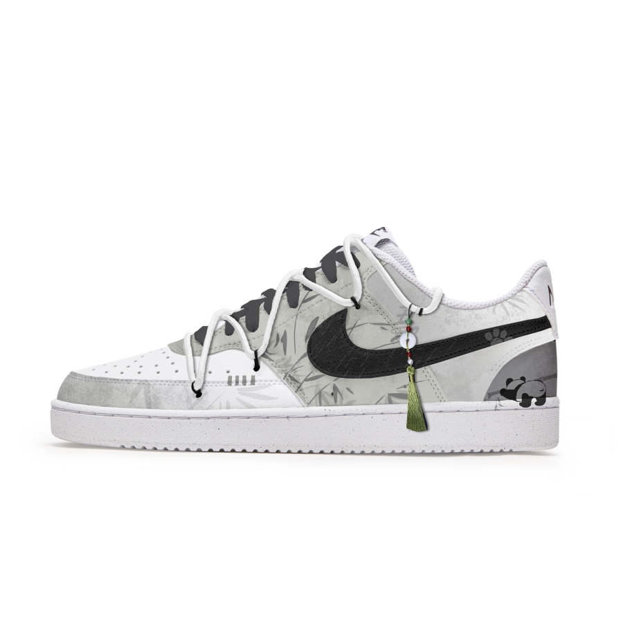 Nike Nike Court Vision 1 Freedom Panda, Ink Wash Panda Slip Resistant Abrasion Resistant Low top Skateboard Shoes Men's
