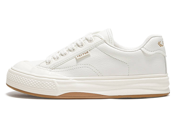 FEIYUE White Sneakers Abrasion-Resistant Low-top Skateboard Shoes Women's Beige