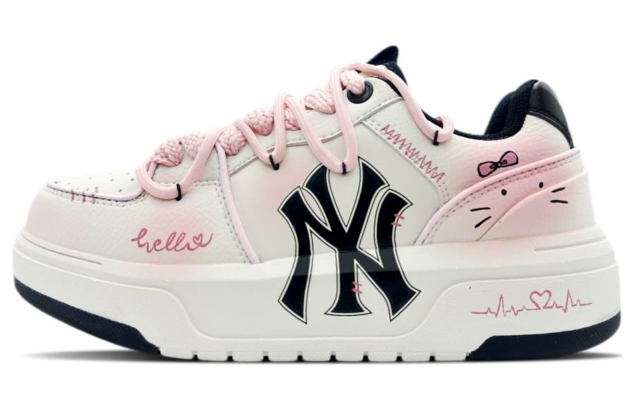MLB Chunky Liner Meowth Letter Slip Resistant Height Increasing Low top Skateboard Shoes Unisex Pink