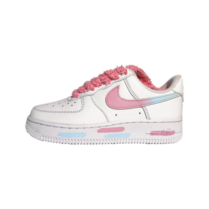 Nike Nike Air Force 1 Low top Skateboard Shoes Unisex White Pink Blue