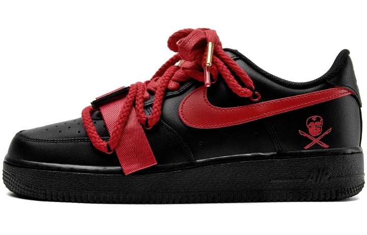Nike Nike Air Force 1 Abrasion Resistant Balance Low top Skateboard Shoes Unisex Black Red