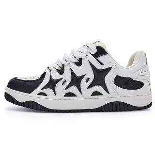 SENGUOGUO Slip Resistant Abrasion Resistant Low top Skateboard Shoes Unisex Black White