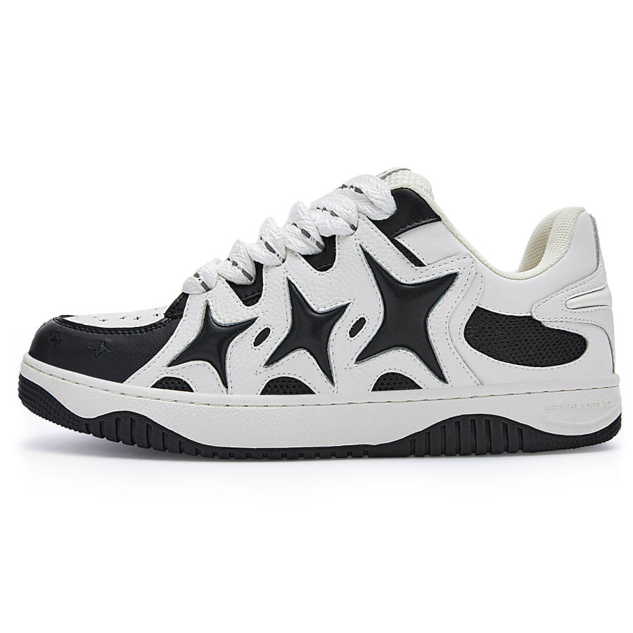 SENGUOGUO Slip Resistant Abrasion Resistant Low top Skateboard Shoes Unisex Black White