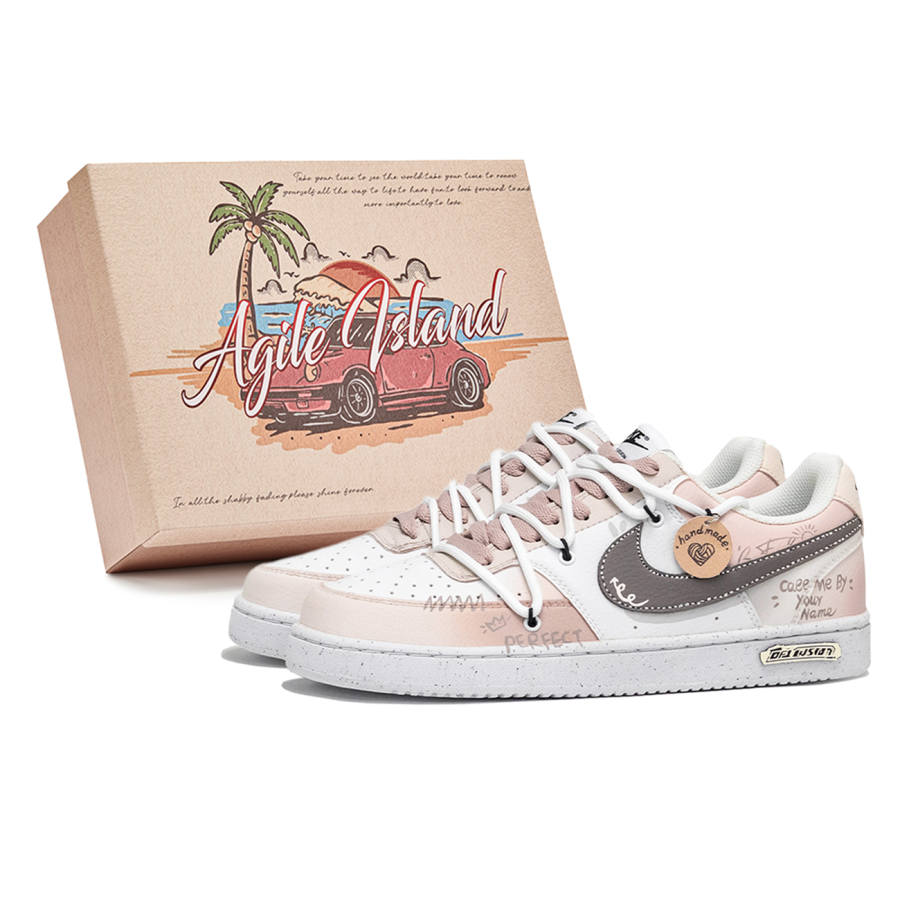 Nike Nike Court Vision 1 Lively Island, Box, Beautiful Wish Abrasion Resistant Abrasion Resistant Low top Skateboard Shoes