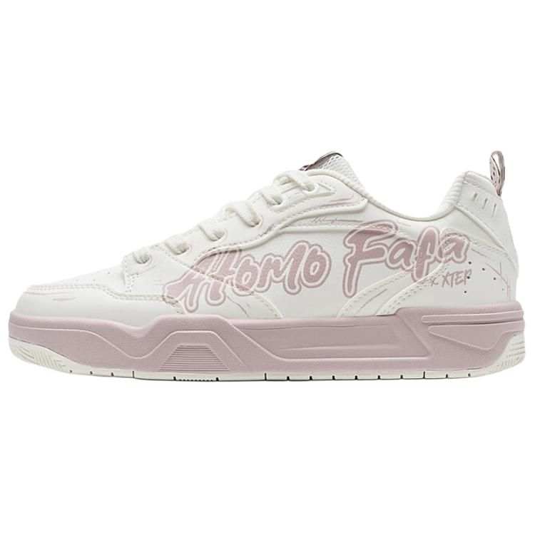 XTEP Wear resistant And Lightweight Low top Skateboard Shoes Women's Sail White Arctic Pink
