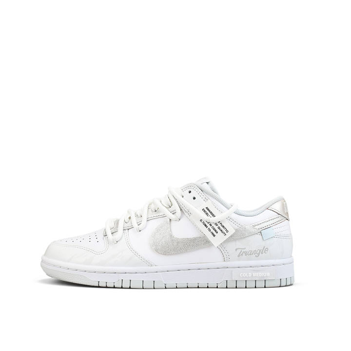 Nike Nike Dunk LOW RETRO Leather Cushioning, Wear Resistant Low top Skateboard Shoes Unisex White Silver
