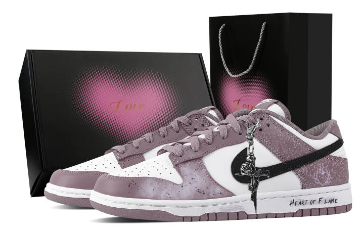 Nike Nike Dunk Cross Rose, Heart Box Abrasion Resistant Low top Skateboard Shoes Unisex Purple