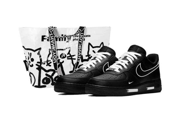 Nike Nike Air Force 1 Obsidian Shopping Bag Abrasion Resistant Low top Skateboard Shoes Unisex Black White