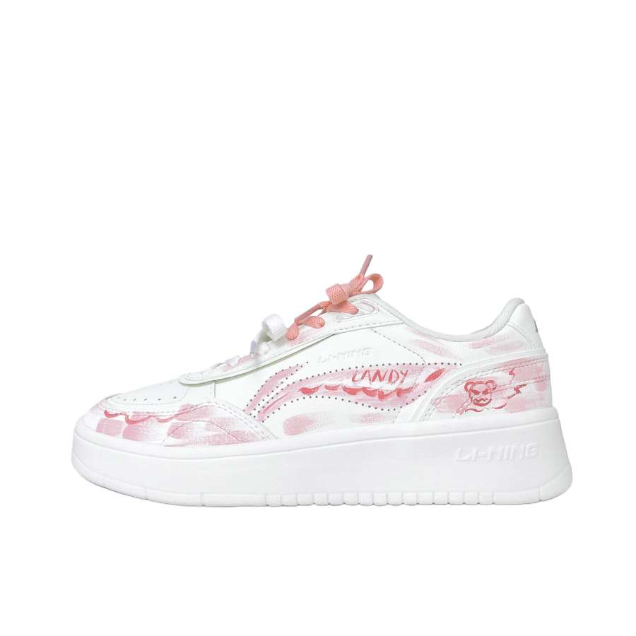 Li-Ning Li Ning Sourdough Slip Resistant Cushioning Abrasion Resistant Low top Skateboard Shoes Women's Pink White