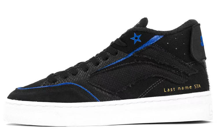 Li-Ning STA x Li Ning STA 180 Textile, Leather Abrasion Resistant Mid top Skateboard Shoes Women's Black Blue