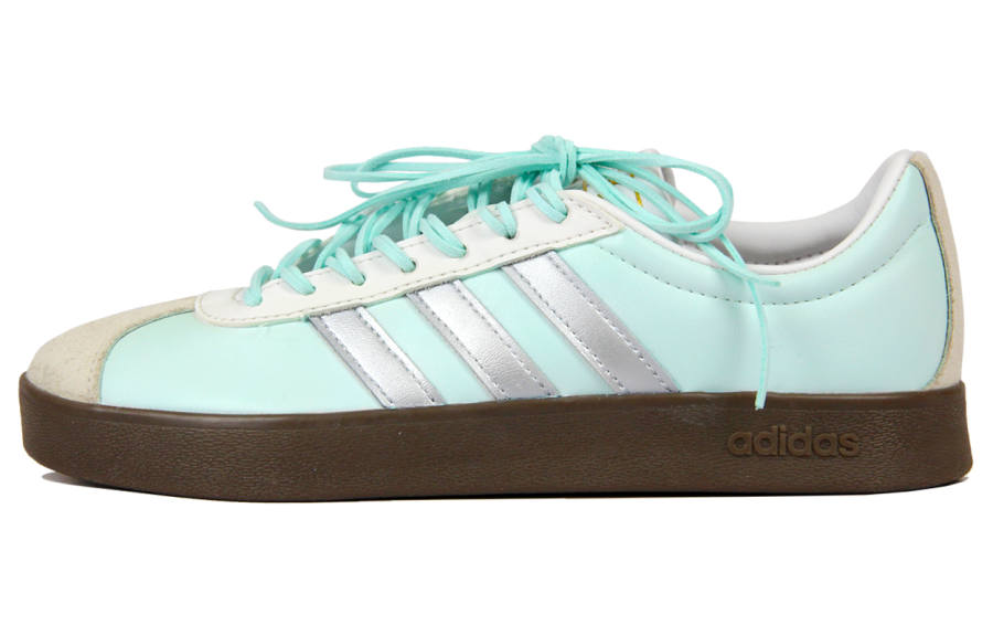 Adidas Adidas VL COURT 2.0 Leather Slip Resistant Low top Skateboard Shoes Unisex White Green Silver