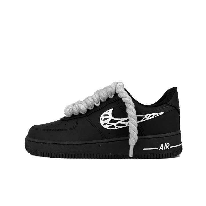 Nike Nike Air Force 1 Slip Resistant Abrasion Resistant Low top Skateboard Shoes Unisex Black