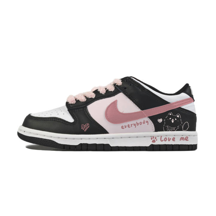 Nike Nike Dunk Abrasion Resistant Low top Skateboard Shoes Unisex Black Pink