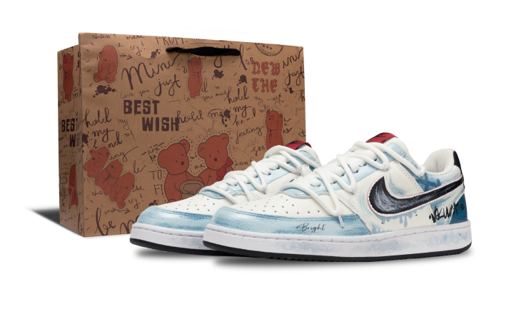 Nike Nike Court Vision 1 Making An Immediate Appearance Abrasion Resistant Low top Skateboard Shoes Unisex Blue White