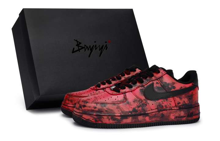 Nike Nike Air Force 1 Slip Resistant Slip Resistant Low top Skateboard Shoes Unisex Black Red
