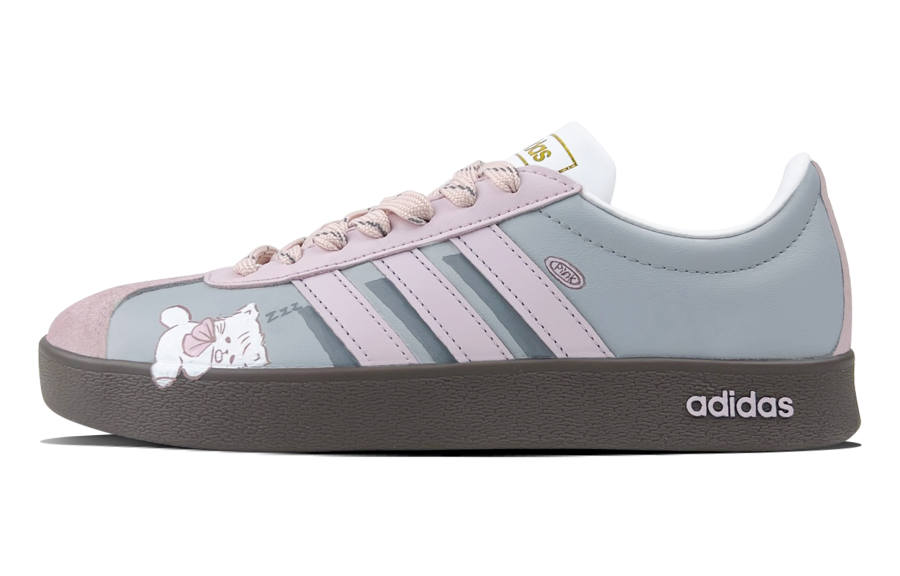 Adidas Adidas VL COURT 2.0 Abrasion Resistant Low top Skateboard Shoes Women's Gray Pink