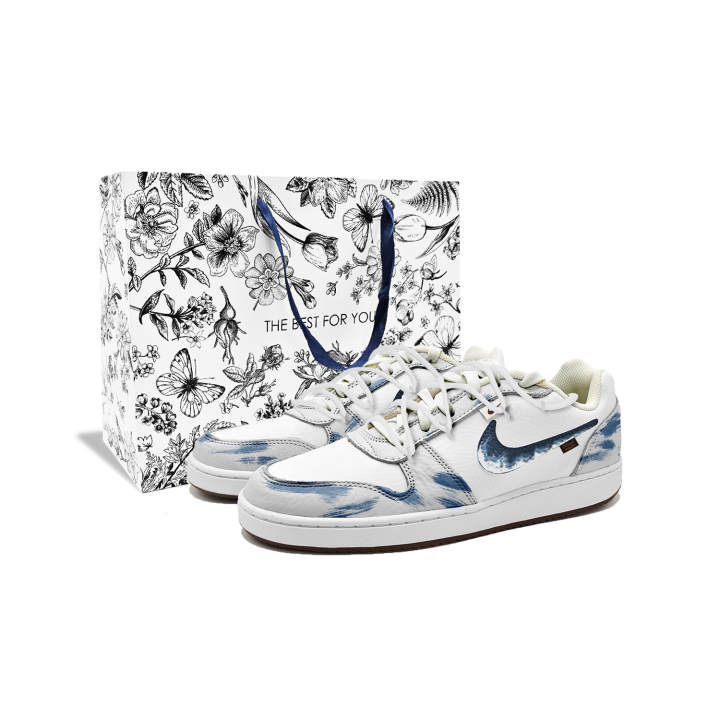 Nike Nike EBERNON Blue And White Porcelain Wear resistant And Lightweight Low top Skateboard Shoes Men's Blue White