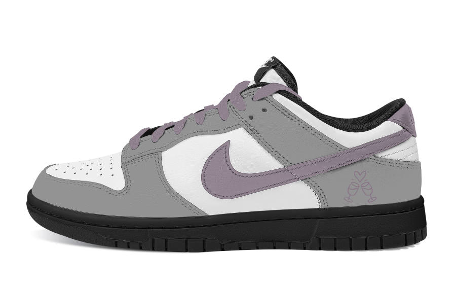 Nike Nike Dunk Gray Purple Affection Abrasion Resistant Low top Skateboard Shoes Unisex Gray White