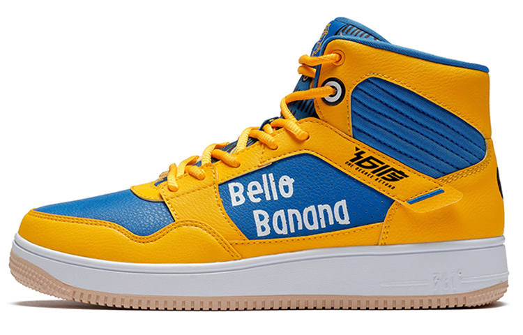 361° MINIONS x 361° Minions Collaboration Slip Resistant Abrasion Resistant High top Skateboard Shoes Men's Yellow