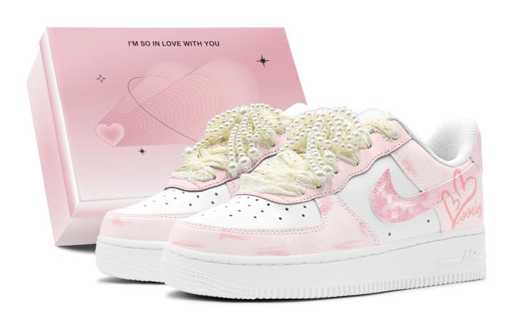 Nike Nike Air Force 1 Air Force 1, Couple's, Romantic Favor, Heart Whisper, Pearl Accessories Shoelace, Elegant, Elegance