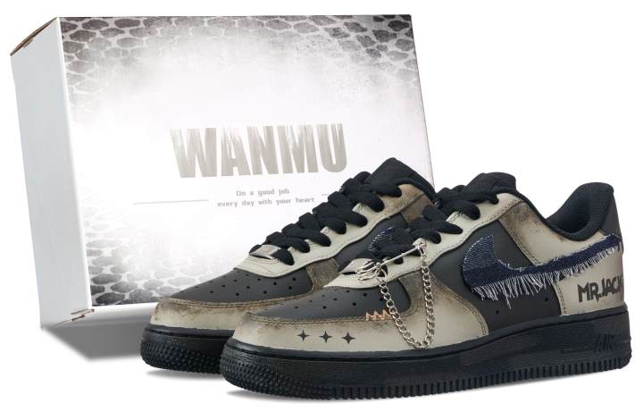 Nike Nike Air Force 1 Slip Resistant Abrasion Resistant Low top Skateboard Shoes Unisex Black Brown