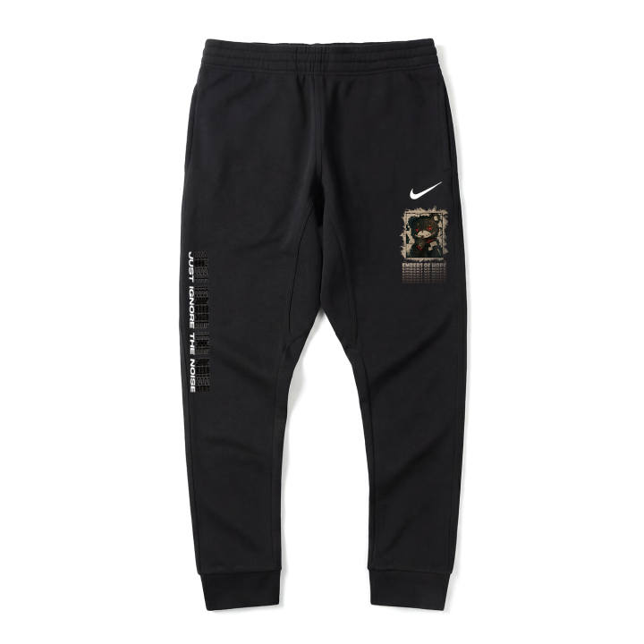 Nike Nike Simulated Applique Patch Bear Fleece Lined Solid Color Logo Casual Elastic Cuff Knitted Sweatpants Unisex Black
