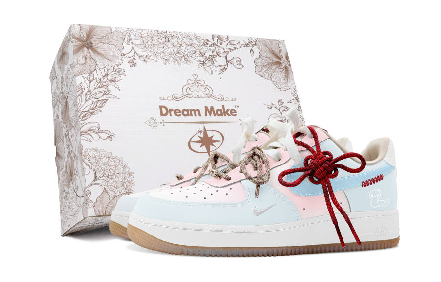 Nike Nike Air Force 1 Slip Resistant Abrasion Resistant Low top Skateboard Shoes Women's Light Blue Pink