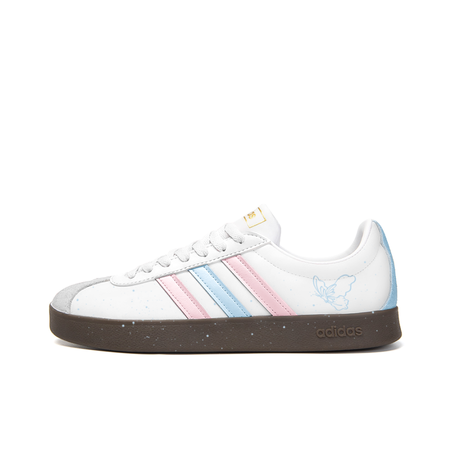 Adidas Neo VL Court 2.0 Leather Slip Resistant Abrasion Resistant Low top Skateboard Shoes Unisex White Blue Pink