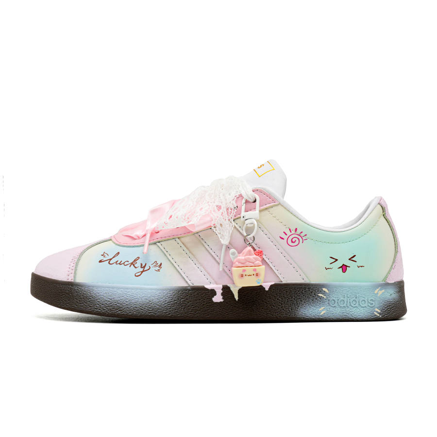 Adidas Adidas VL COURT 2.0 Sweet Berry Bubble Cushioning Low top Skateboard Shoes Unisex Beige Pink