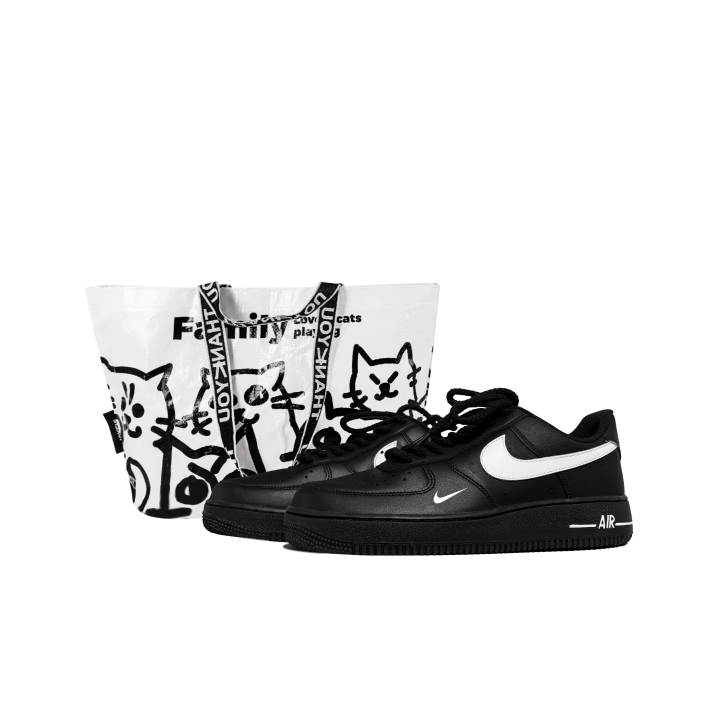 Nike Nike Air Force 1 Slip Resistant Abrasion Resistant Low top Skateboard Shoes Unisex Black White