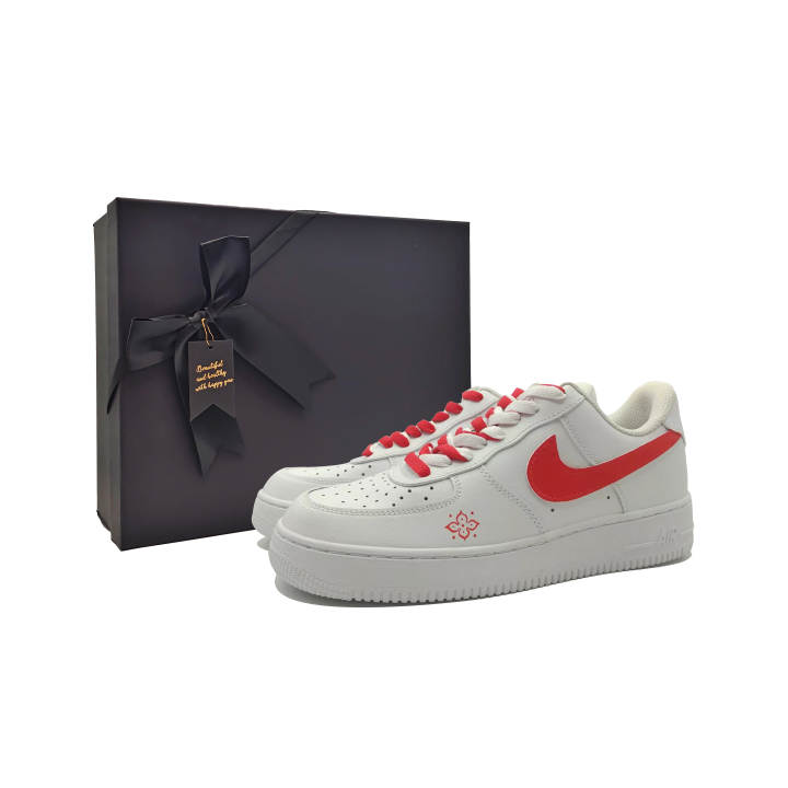Nike Nike Air Force 1 CNY Collection, Meizu Abrasion Resistant Height Increasing Low top Skateboard Shoes Unisex White Red