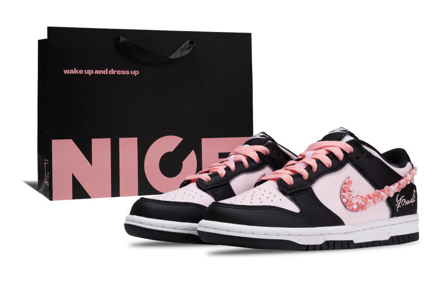 Nike Nike Dunk Abrasion Resistant Low top Skateboard Shoes Unisex Black Pink