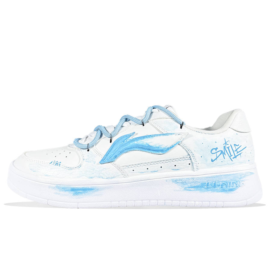 Li-Ning Li Ning Floating Boat Cushioning Abrasion Resistant Breathable Low top Skateboard Shoes Men's Blue White