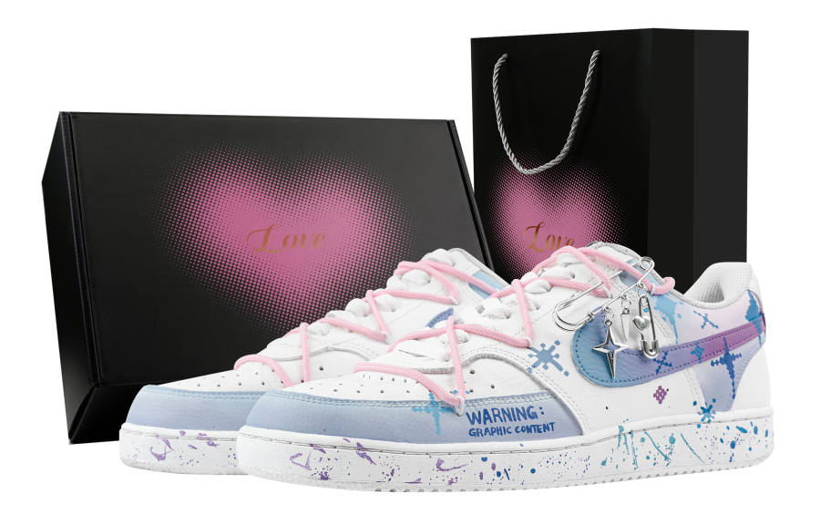 Nike Nike Court Vision 1 Sparkling Starry Sky Box Abrasion Resistant Low top Skateboard Shoes Men's Blue White
