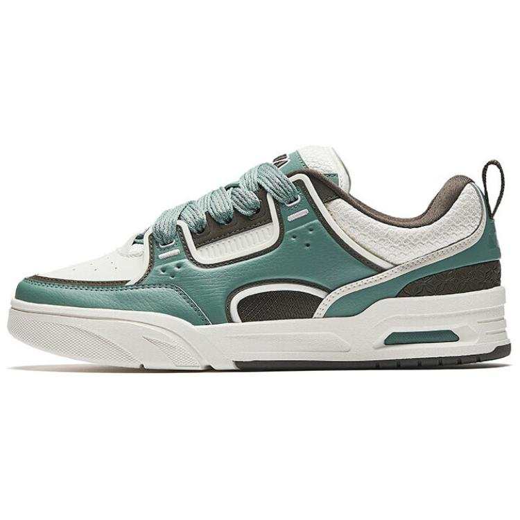 Anta Slip Resistant Abrasion Resistant Low top Skateboard Shoes Men's Green White Brown