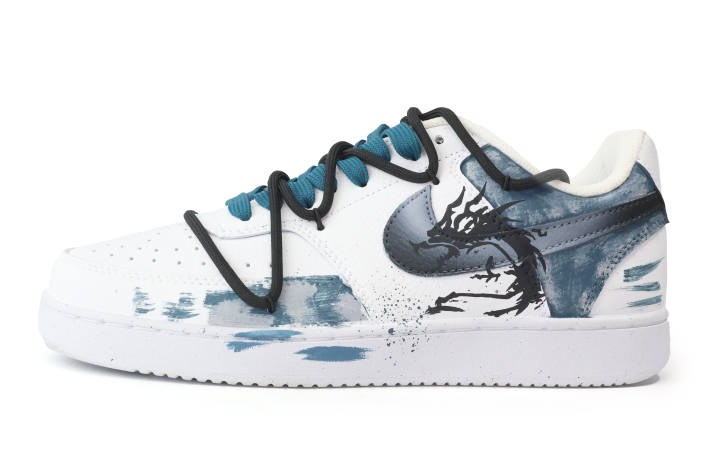 Nike Nike Court Vision 1 Mayfly Dragon Walk Double Shoelace Low top Skateboard Shoes Men's Navy Blue