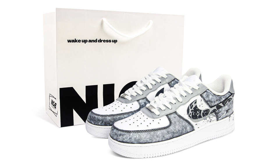Nike Nike Air Force 1 Abrasion Resistant Abrasion Resistant Low top Skateboard Shoes Unisex Concrete Gray