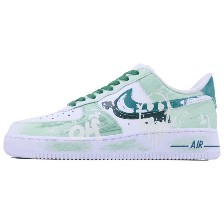 Nike Nike Air Force 1 Mint Graffiti SDS Abrasion Resistant Abrasion Resistant Low top Skateboard Shoes Men's White Green