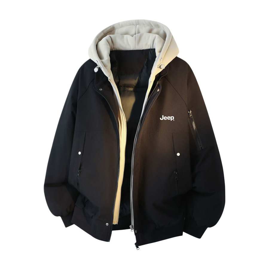 Jeep Puffer Jackets Unisex Hooded Thickened Baseball Puffer Jacket