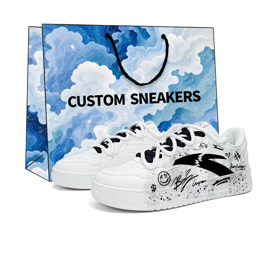 Anta Slip Resistant Lightweight Height Increasing Low top Skateboard Shoes Unisex White Black