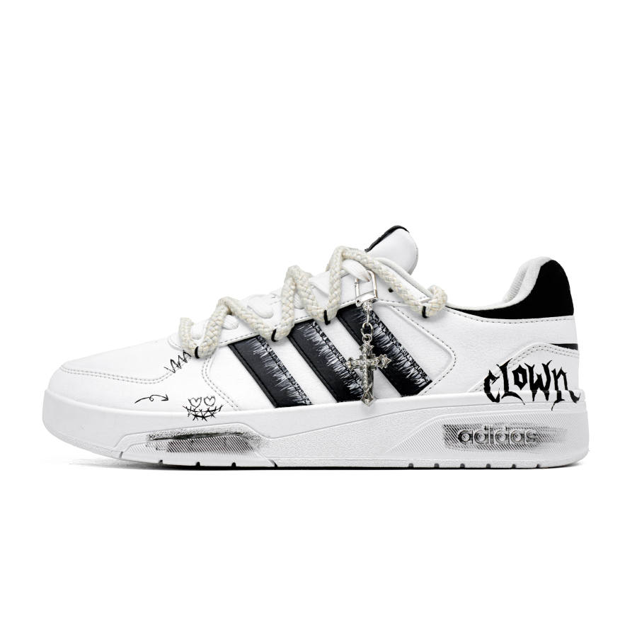 Adidas Neo Courtbeat Ink Sketch Rhapsody Low top Skateboard Shoes Unisex Black White