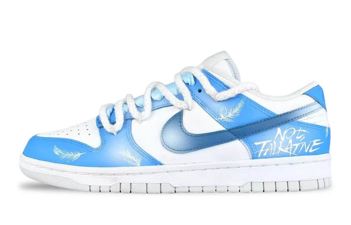 Nike Nike Dunk Enchanted Blue Feather Lightweight And Breathable Low top Skateboard Shoes Men's Blue White